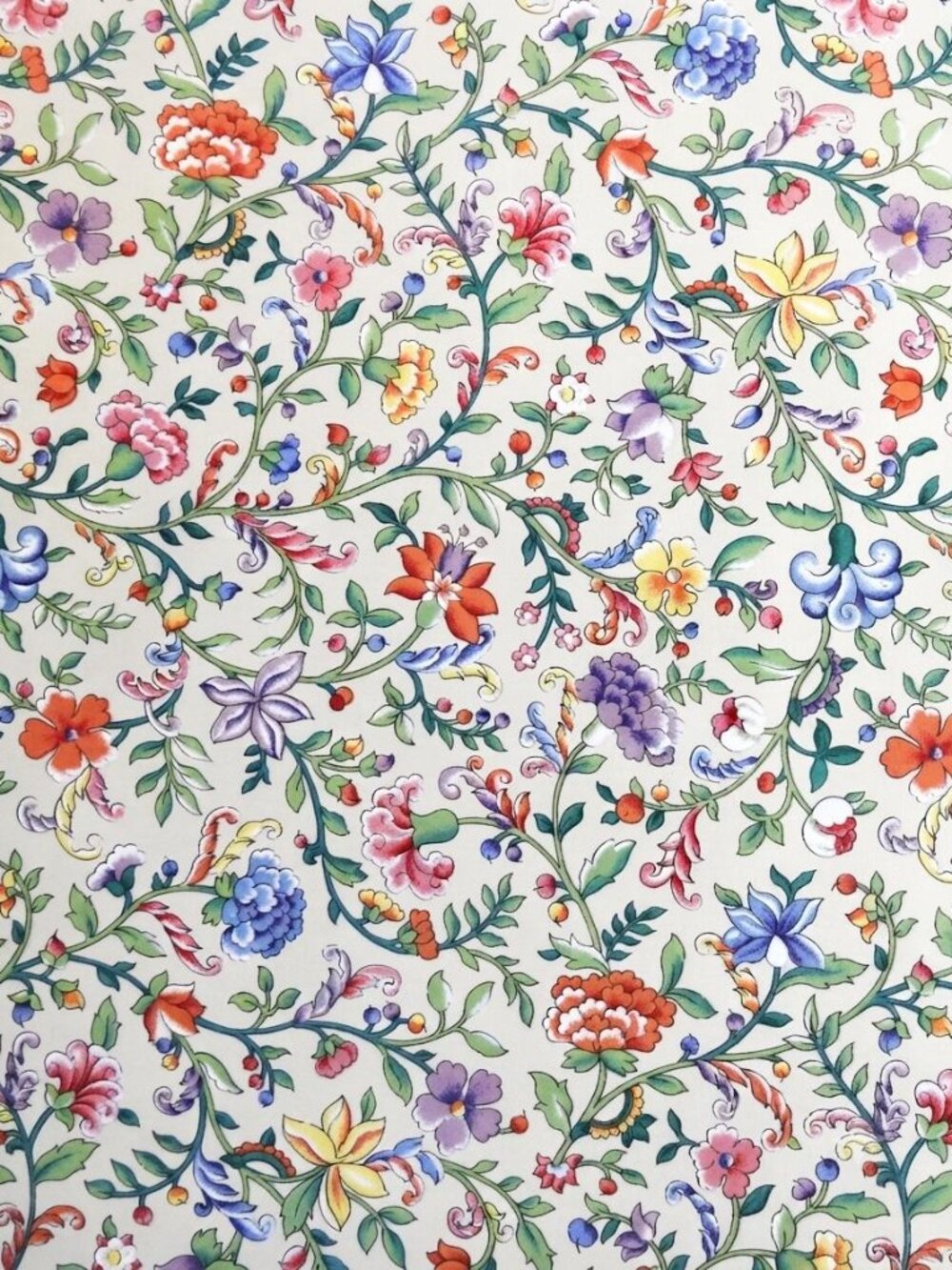 Vintage P. Kaufmann Tan Metropolitan Museum Chintz Floral Upholstery Fabric 2.5